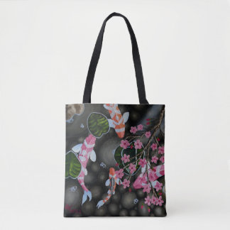 Bolso De Tela Tote del hombro con Koi y los flores