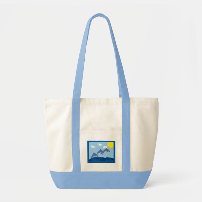 Bolso De Tela Tote del impulso del delfín (Frente)