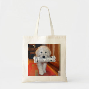 Bolso De Tela Tote del juguete del periódico de Goldendoodle qu