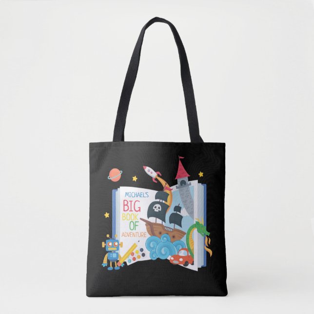 Bolso De Tela Tote del Libro de la Biblioteca de Whimsical Boy (Anverso)