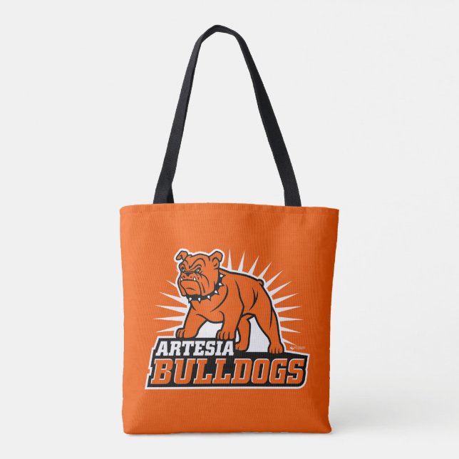 Bolso De Tela Tote del logotipo principal de Artesia Bulldoges (Reverso)