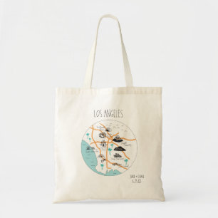 Bolso De Tela Tote del mapa de Los Ángeles
