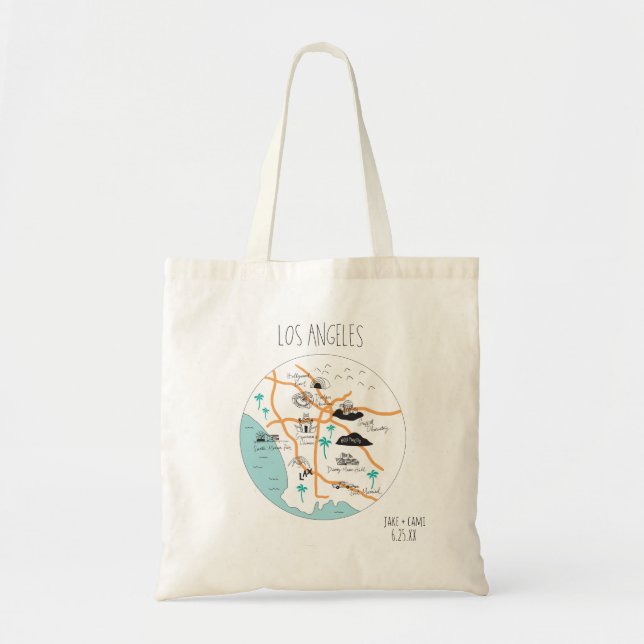 Bolso De Tela Tote del mapa de Los Ángeles (Frente)