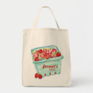 Bolso De Tela Tote del mercado de la cesta de fresas