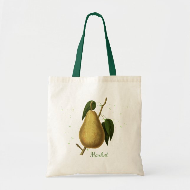 Bolso De Tela Tote del mercado verde de la perla (Frente)