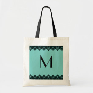 Bolso De Tela Tote del monograma del cordón