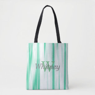 Bolso De Tela Tote del monograma del verde de mar