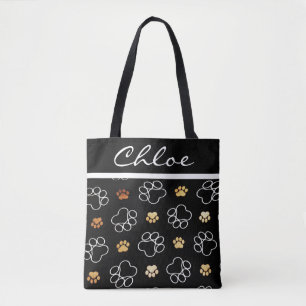 Bolso De Tela Tote del nombre del personalizar del negro del