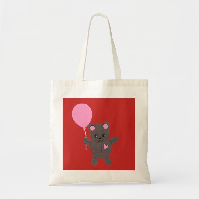 Bolso De Tela Tote del oso del cumpleaños (Frente)