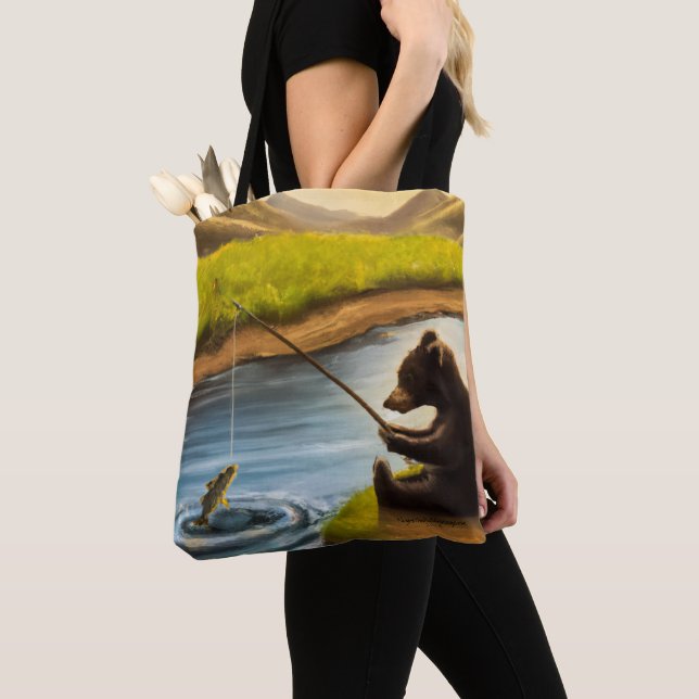 Bolso De Tela Tote del oso pesquero (Detalle)