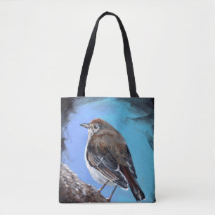 Bolso De Tela Tote del pájaro del tordo de ermitaño