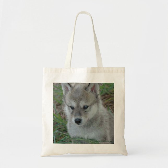 Bolso De Tela Tote del perrito de lobo (Frente)