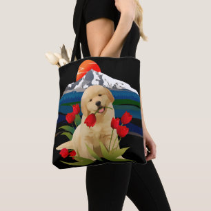 Bolso De Tela Tote del perrito del golden retriever