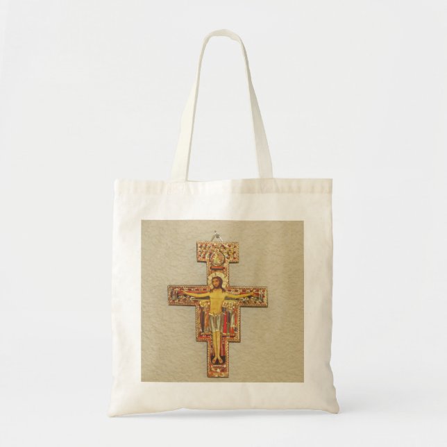 Bolso De Tela Tote del presupuesto--Cruz franciscana (Frente)