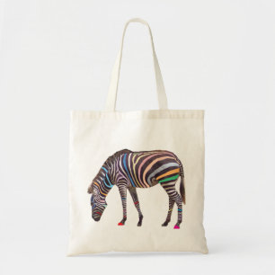 Bolso De Tela Tote del presupuesto de la cebra del arco iris