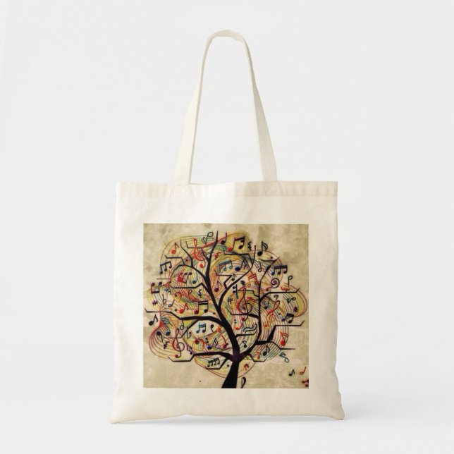 Bolso De Tela Tote del presupuesto del árbol de la música (Frente)