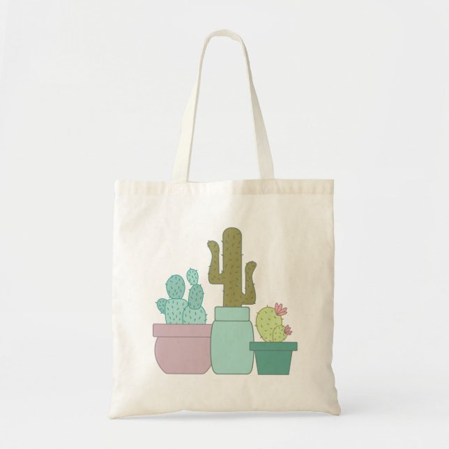 Bolso De Tela Tote del presupuesto del cactus (Frente)