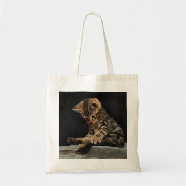 Bolso De Tela Tote del presupuesto del gatito (Frente)