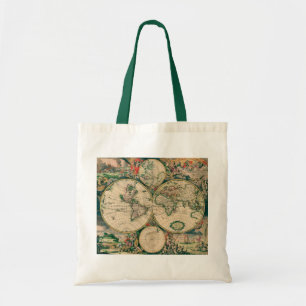 Bolso De Tela Tote del presupuesto del mapa del mundo
