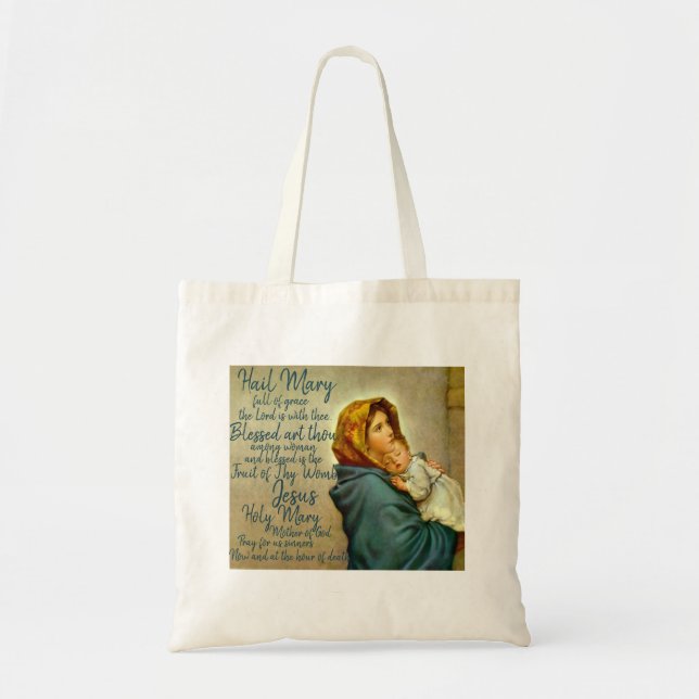 Bolso De Tela Tote del rezo de Maria del saludo (Frente)