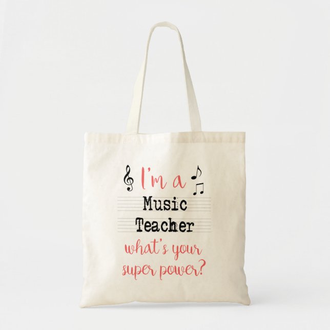 Bolso De Tela Tote del superpoder del profesor de música (Frente)