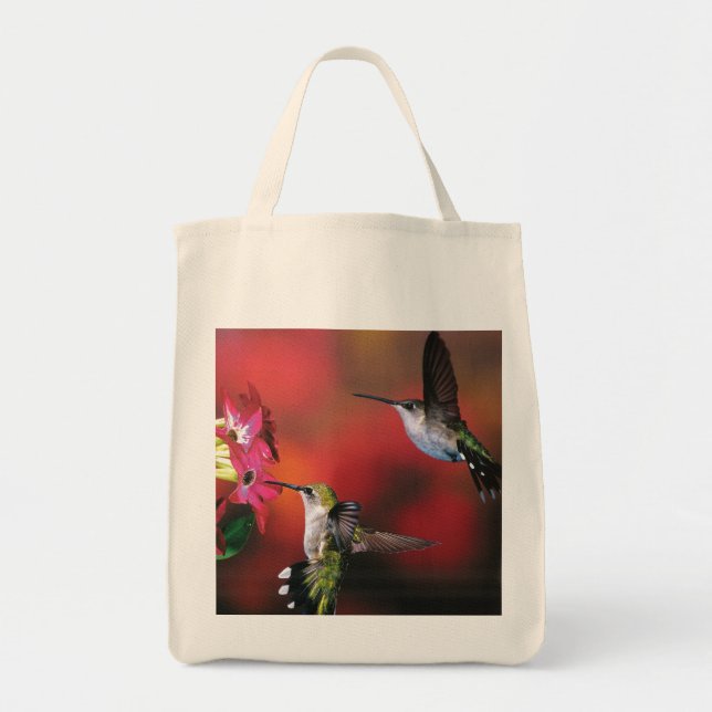 Bolso De Tela Tote del ultramarinos "2 colibríes " (Frente)