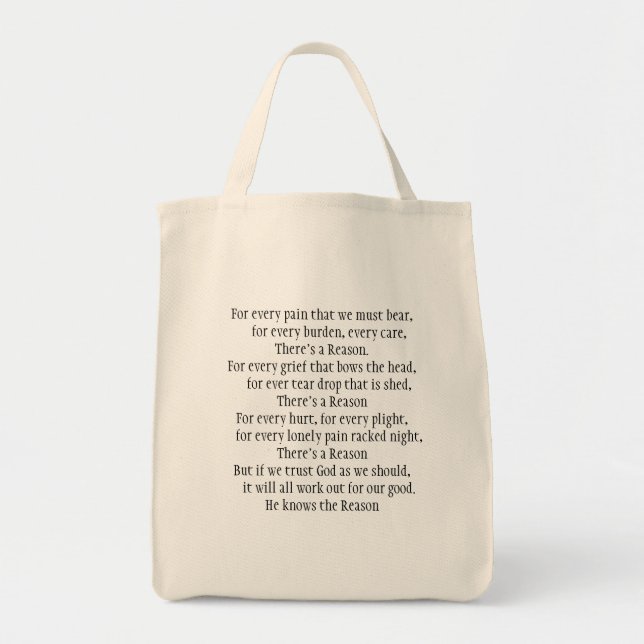 Bolso De Tela Tote del ultramarinos con el poema hermoso (Frente)