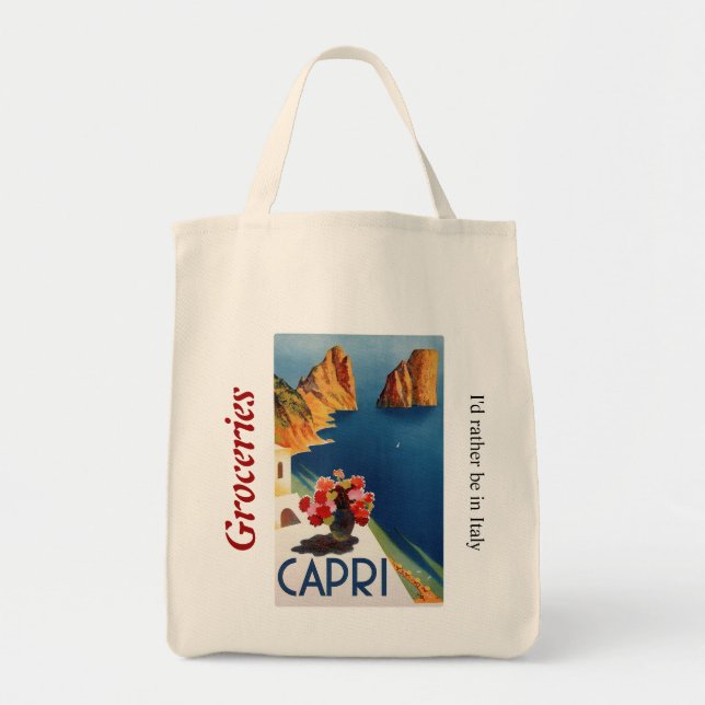 Bolso De Tela Tote del ultramarinos de Capri Italia (Frente)