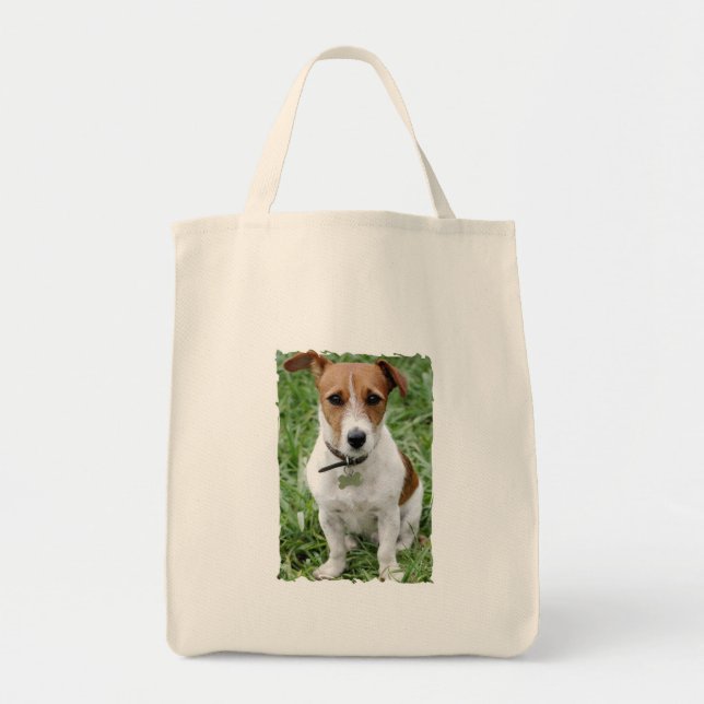 Bolso De Tela Tote del ultramarinos de Jack Russell Terrier (Frente)