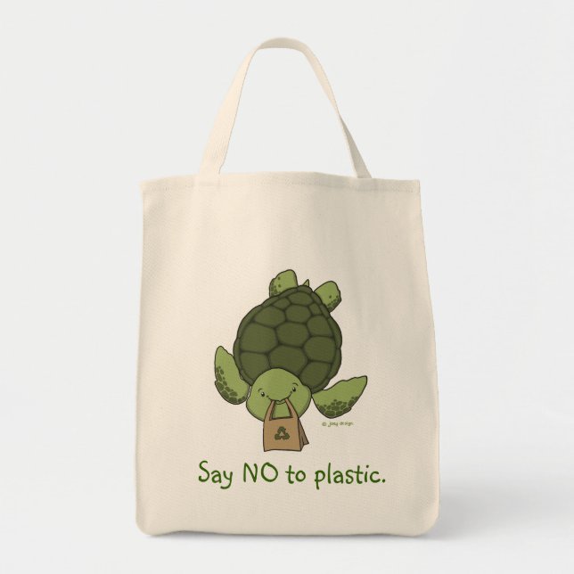 Bolso De Tela Tote del ultramarinos de la tortuga (Frente)