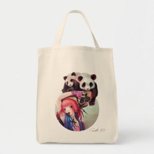 Bolso De Tela Tote del ultramarinos de las pandas de Ninja del