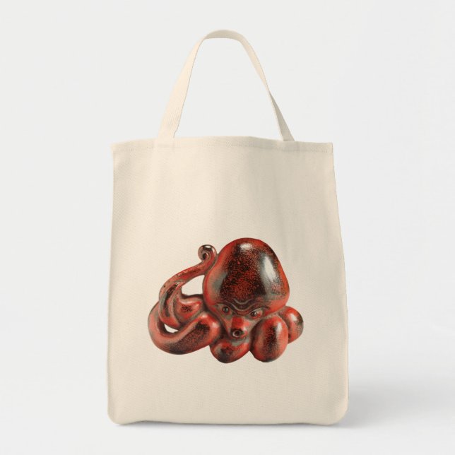 Bolso De Tela Tote del ultramarinos de Netsuke del pulpo (Frente)