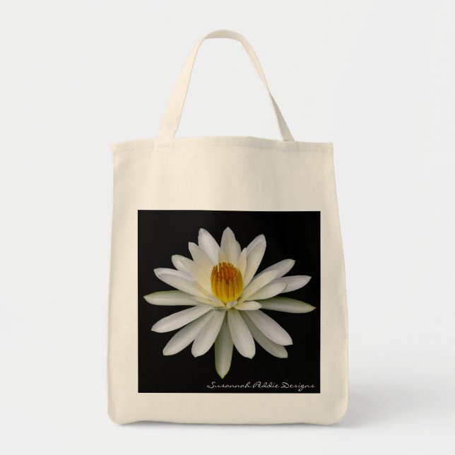 Bolso De Tela Tote del ultramarinos del lirio de agua blanca (Frente)
