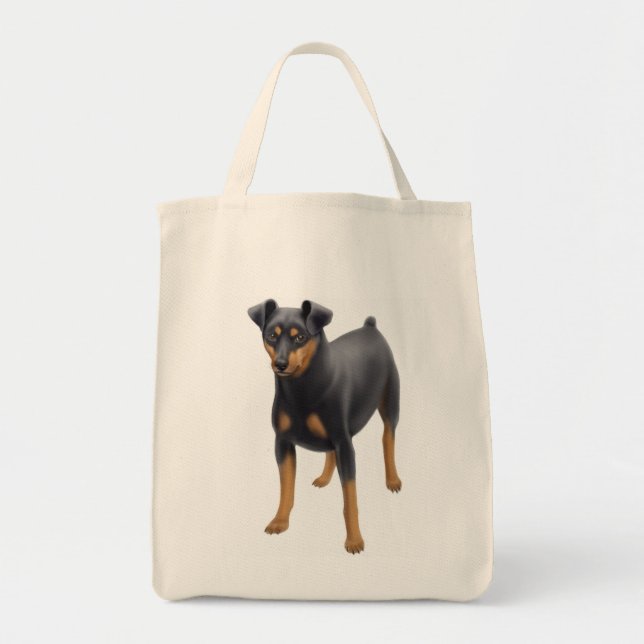 Bolso De Tela Tote del ultramarinos del Pinscher miniatura (Frente)