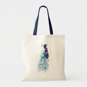 Bolso De Tela Tote del watercolour del "pavo real bonito"