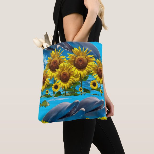 Bolso De Tela Tote delfín girasol (Detalle)