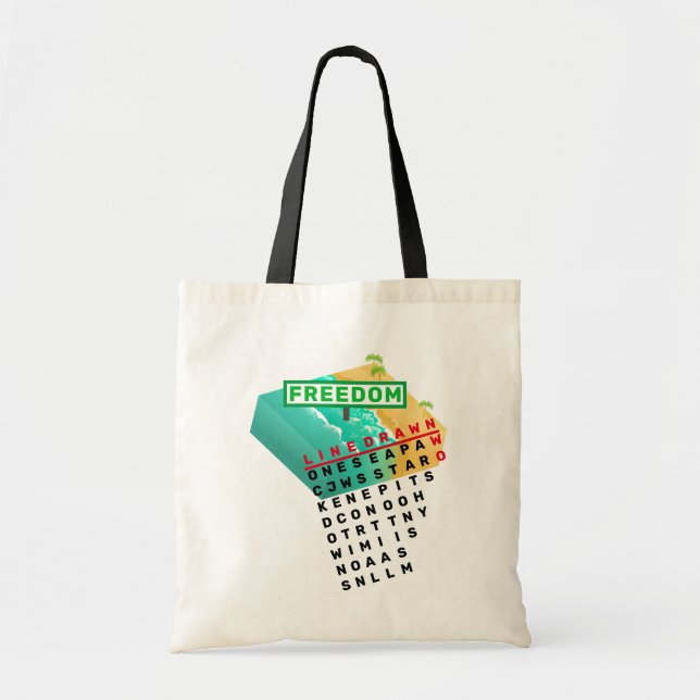 Bolso De Tela Tote dibujado en línea (Frente)