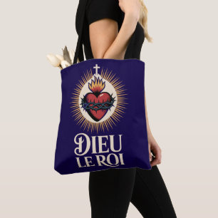 Bolso De Tela Tote Dieu Le Roi Monárquico Católico Sagrado Coraz