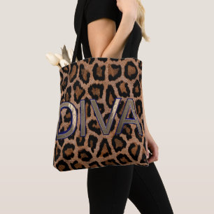 Bolso De Tela Tote Diva de impresión de animales leopardos