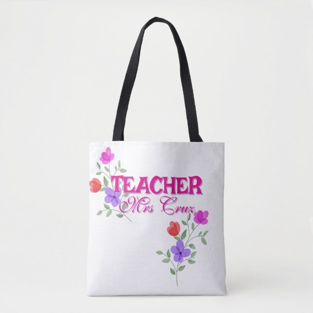 Bolso De Tela Tote docente con nombre personalizado (Anverso)