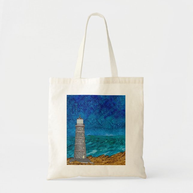 Bolso De Tela Tote Doodled del faro (Frente)