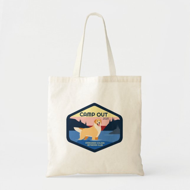 Bolso De Tela Tote Dorado Camp Out 2025 (Frente)