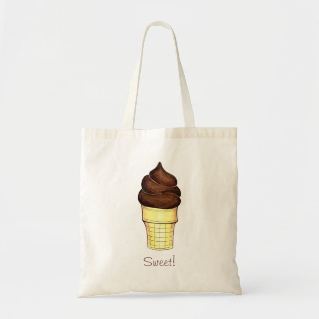 Bolso De Tela Tote dulce de crema de helado de chocolate (Frente)