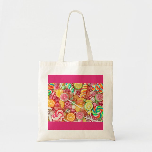 Bolso De Tela Tote dulce del presupuesto del caramelo (Frente)
