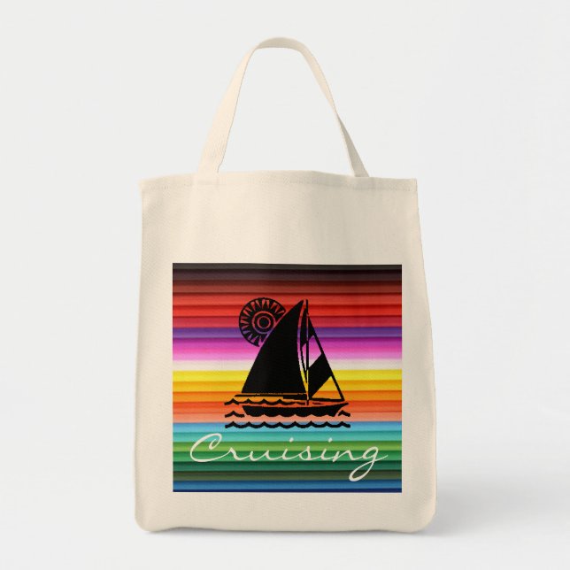 Bolso De Tela Tote en barco de vela (Frente)