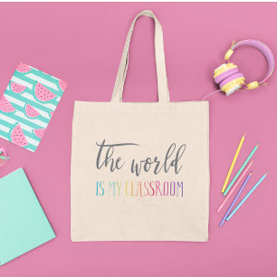 Bolso De Tela Tote en la escuela primaria El Mundo Es Mi Aula