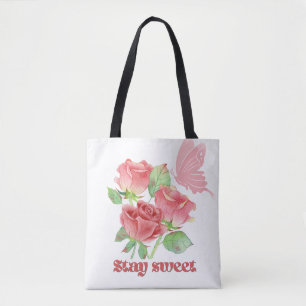 Bolso De Tela Tote Estético de Rosa Romántica - Regalo Inspirado