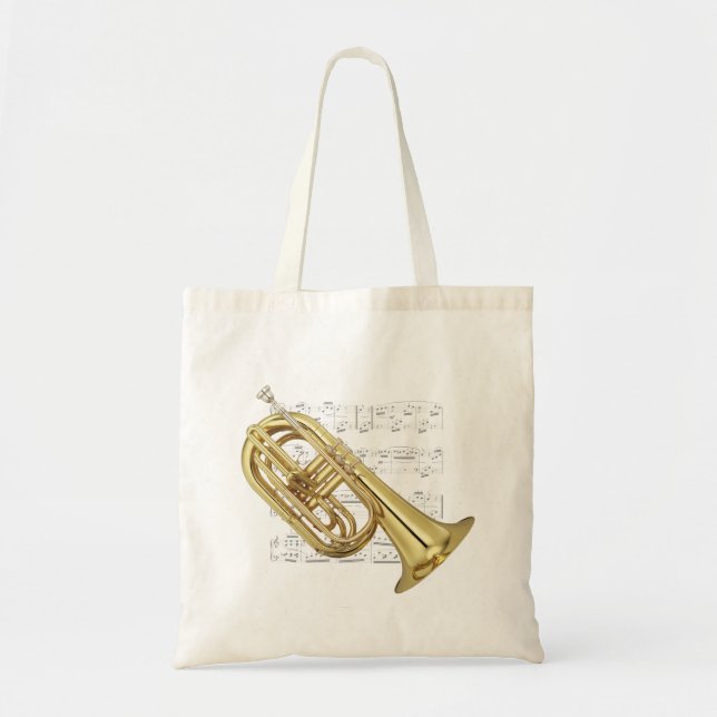 Bolso De Tela Tote - euphonium que marcha y partitura (Frente)