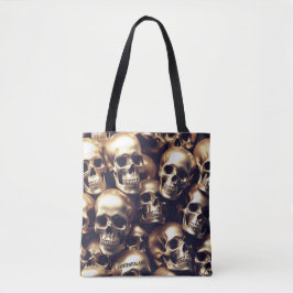 Bolso De Tela TOTE EXISTENCIAL LITE Gold Skulls
