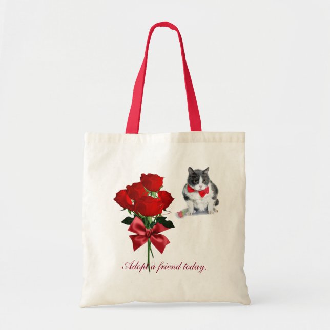 Bolso De Tela tote:  Felix, el gato, el el día de San Valentín (Frente)